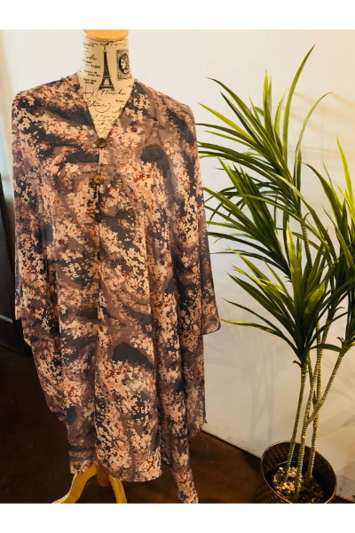 Multi-way Kaftan (E89) - Blue Red Shrubbery Design